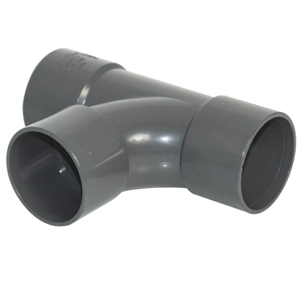 Image of FloPlast Solvent Weld Tee Anthracite Grey 32mm 3 Pack 