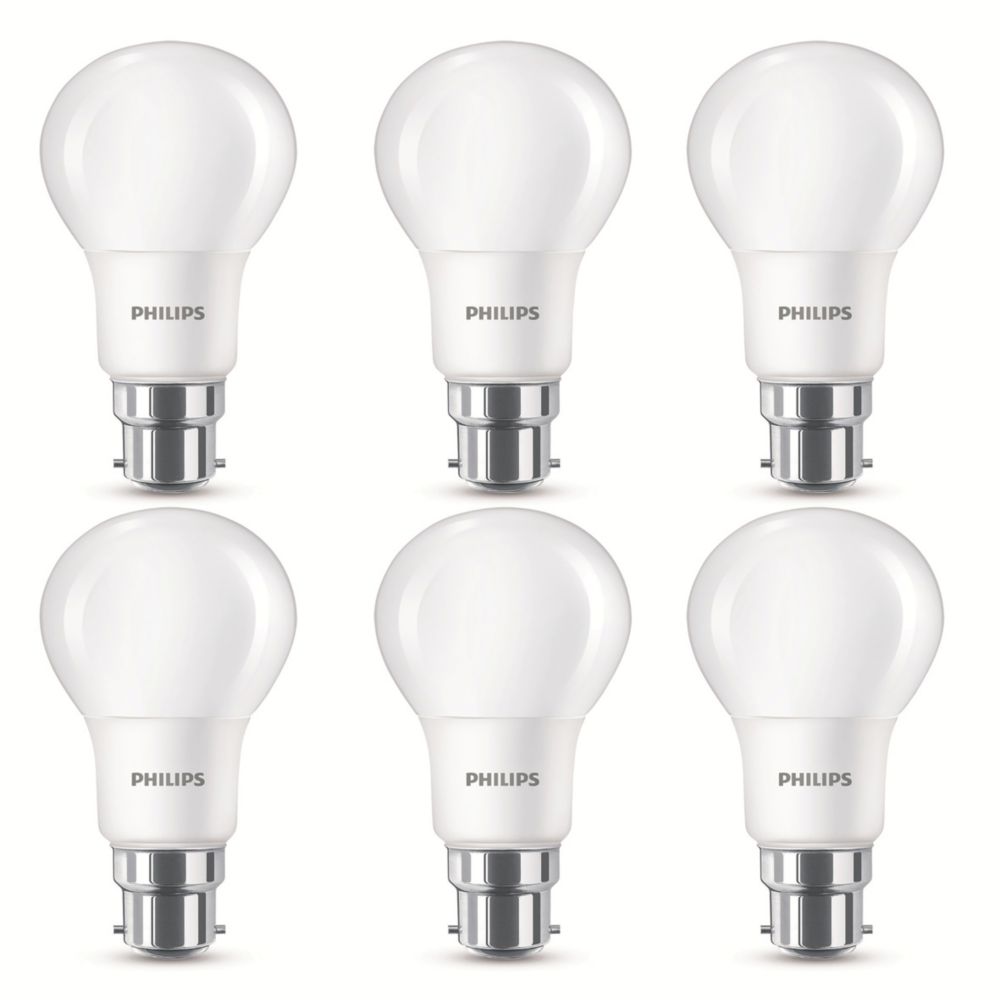 Image of Philips BC A60 LED Light Bulb 470lm 4.9W 6 Pack 