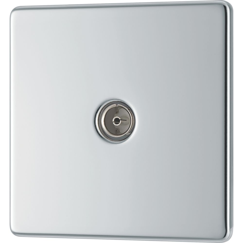 Image of LAP 1-Gang Coaxial TV Socket Polished Chrome 