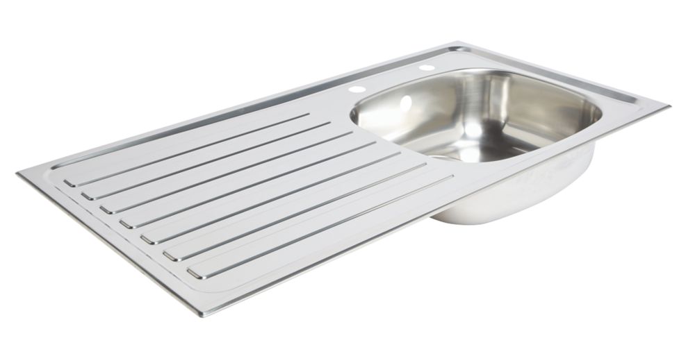 Image of 1 Bowl Stainless Steel Kitchen Sink & LH Drainer 940mm x 490mm 