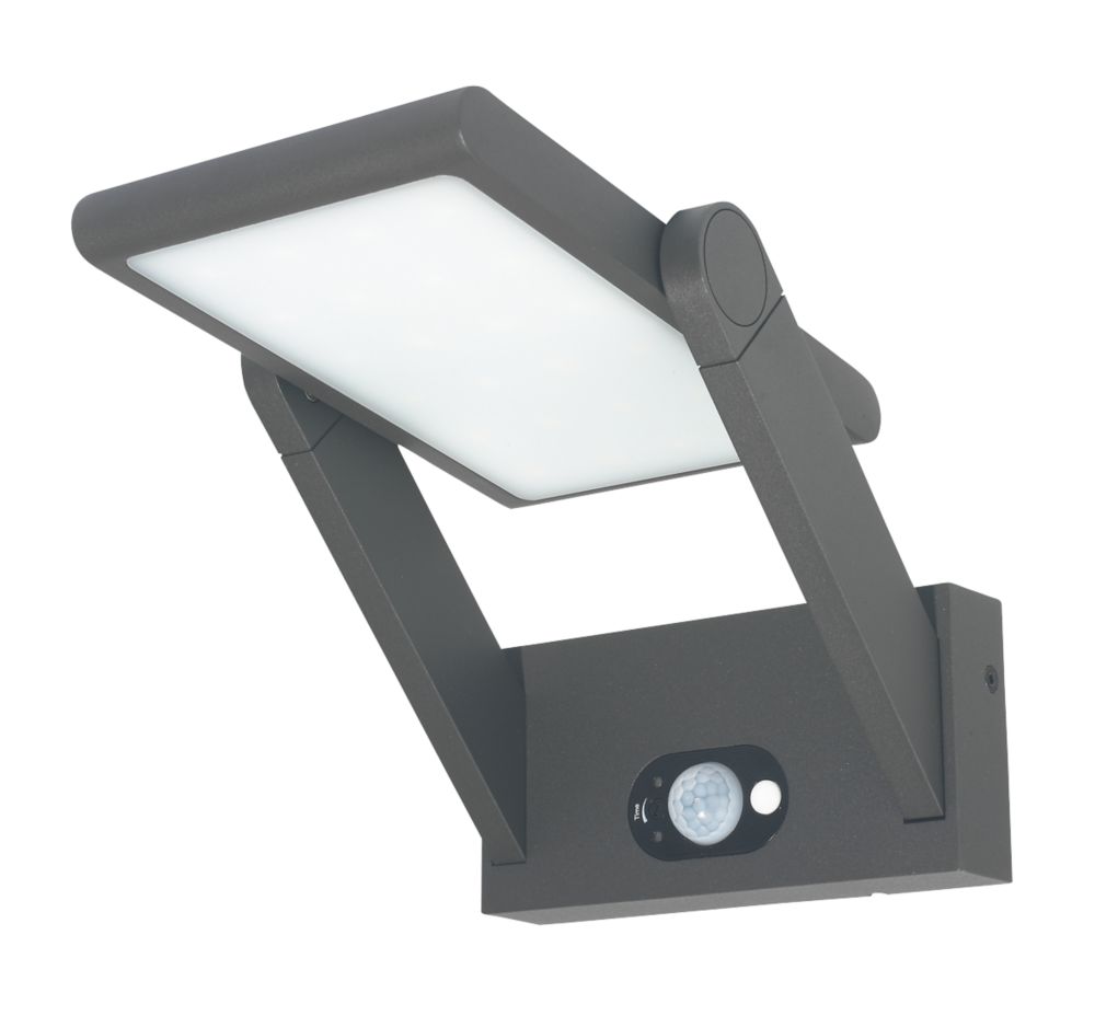 Image of 4lite Outdoor LED Adjustable Solar Wall Light With PIR Sensor Graphite 165lm 