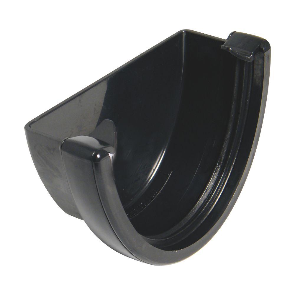 Image of FloPlast Half Round External Stop End Black 115mm 