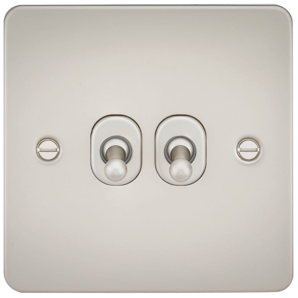 Image of Knightsbridge 10AX 2-Gang 2-Way Light Switch Pearl 