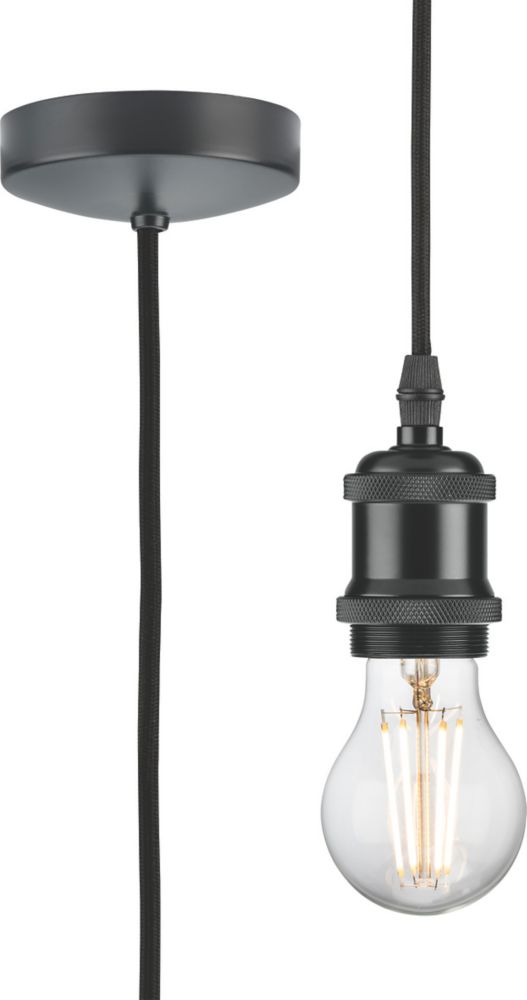 Image of Knightsbridge 1.8m Vintage Long Pendant Light Fitting ES Anthracite 3 1/2" 