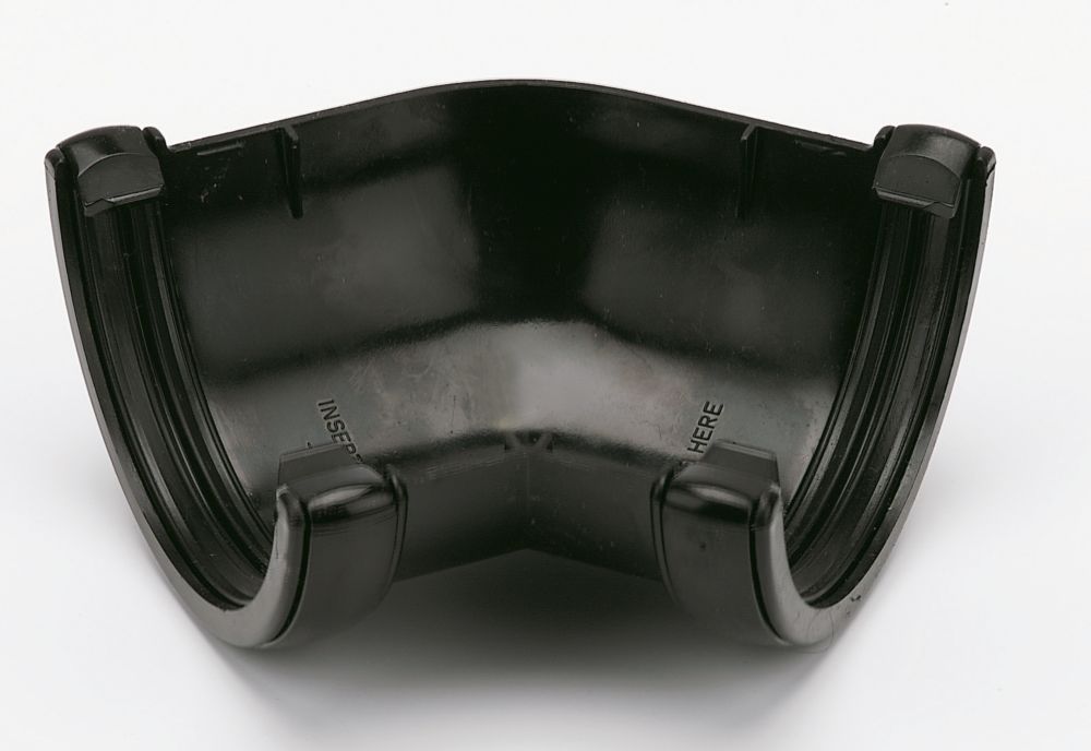 Image of FloPlast 135Â° Half Round Gutter Angle Black 112mm 