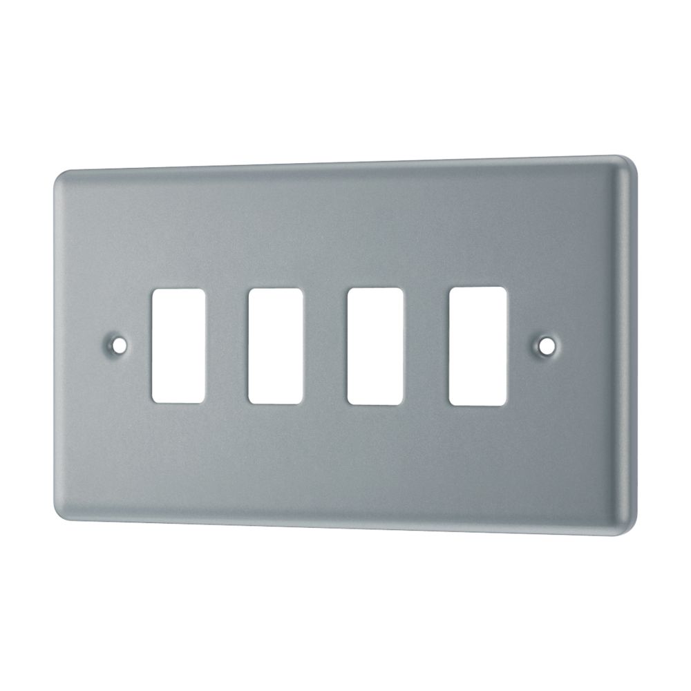 Image of British General Nexus Grid 4-Module Grid Faceplate Grey 