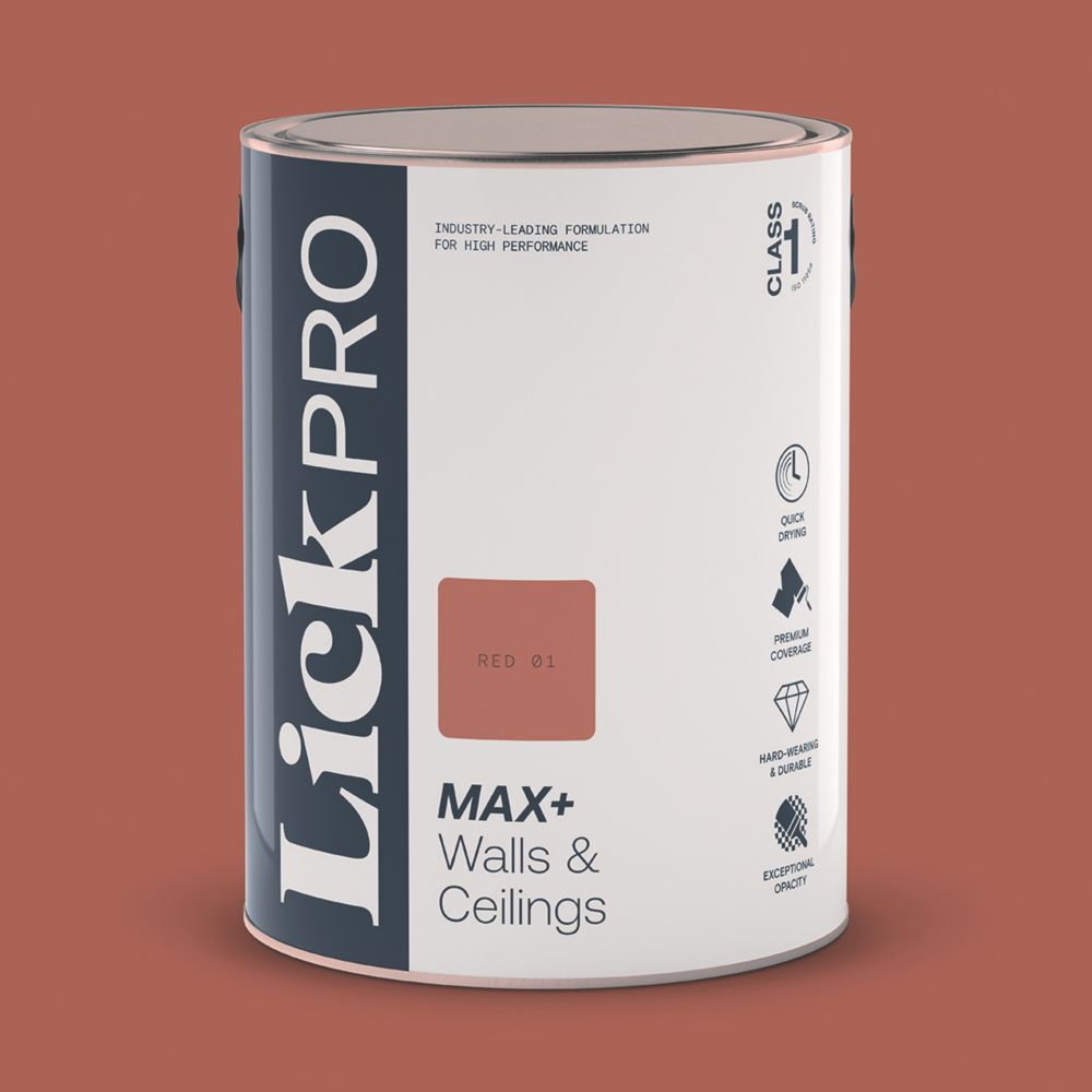 Image of LickPro Matt Red 01 Emulsion Paint 5Ltr 
