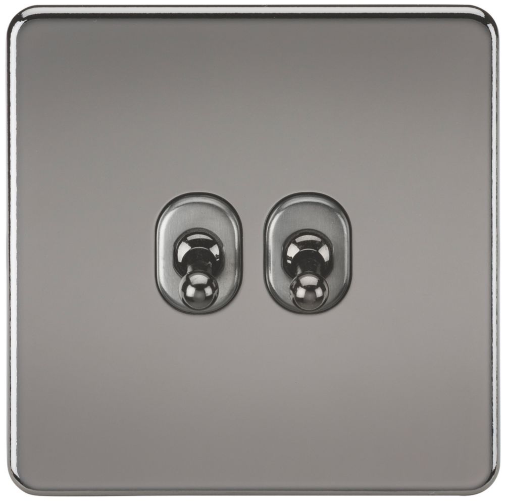 Image of Knightsbridge 10AX 2-Gang 2-Way Light Switch Black Nickel 