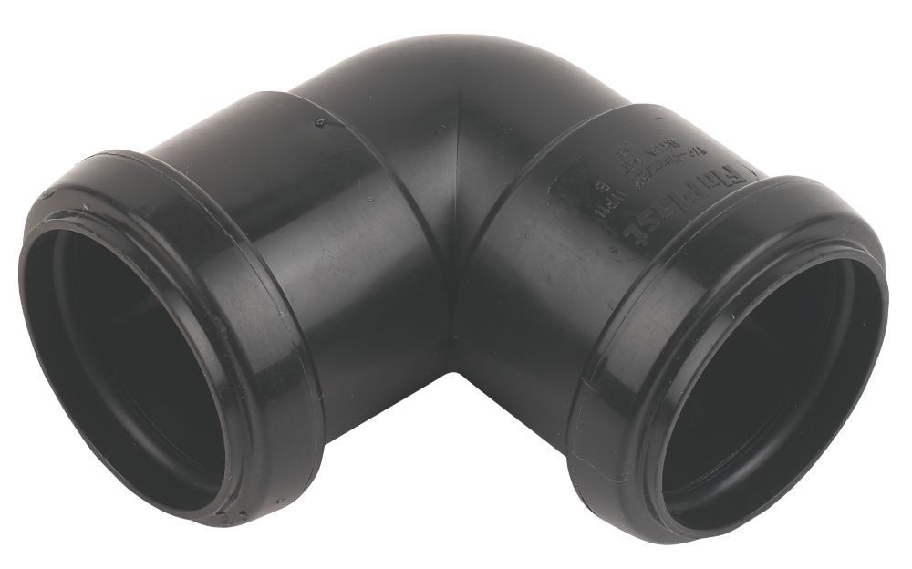 Image of FloPlast Push-Fit Bend Black 90Â° 40mm 