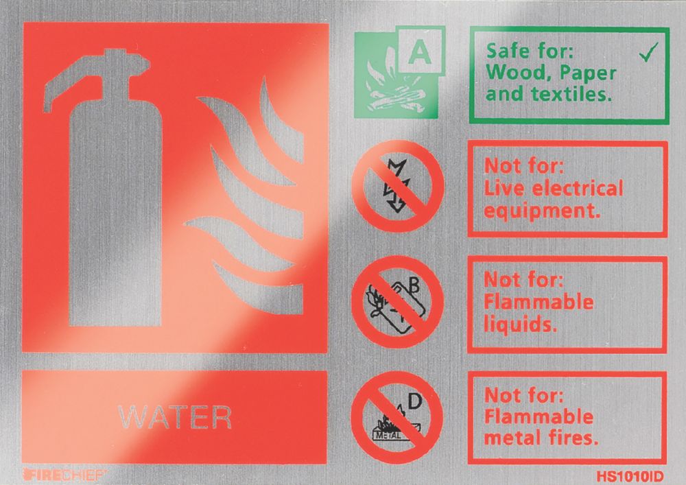 Image of Firechief Non Photoluminescent "Water" Fire Safety Sign 150mm x 100mm 