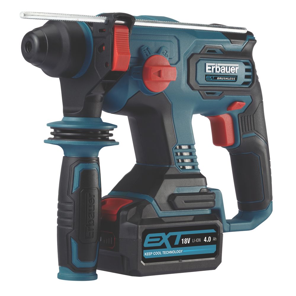 Image of Erbauer ERH18-Li 2.7kg 18V 1 x 4.0Ah Li-Ion EXT Brushless Cordless SDS Plus Drill 