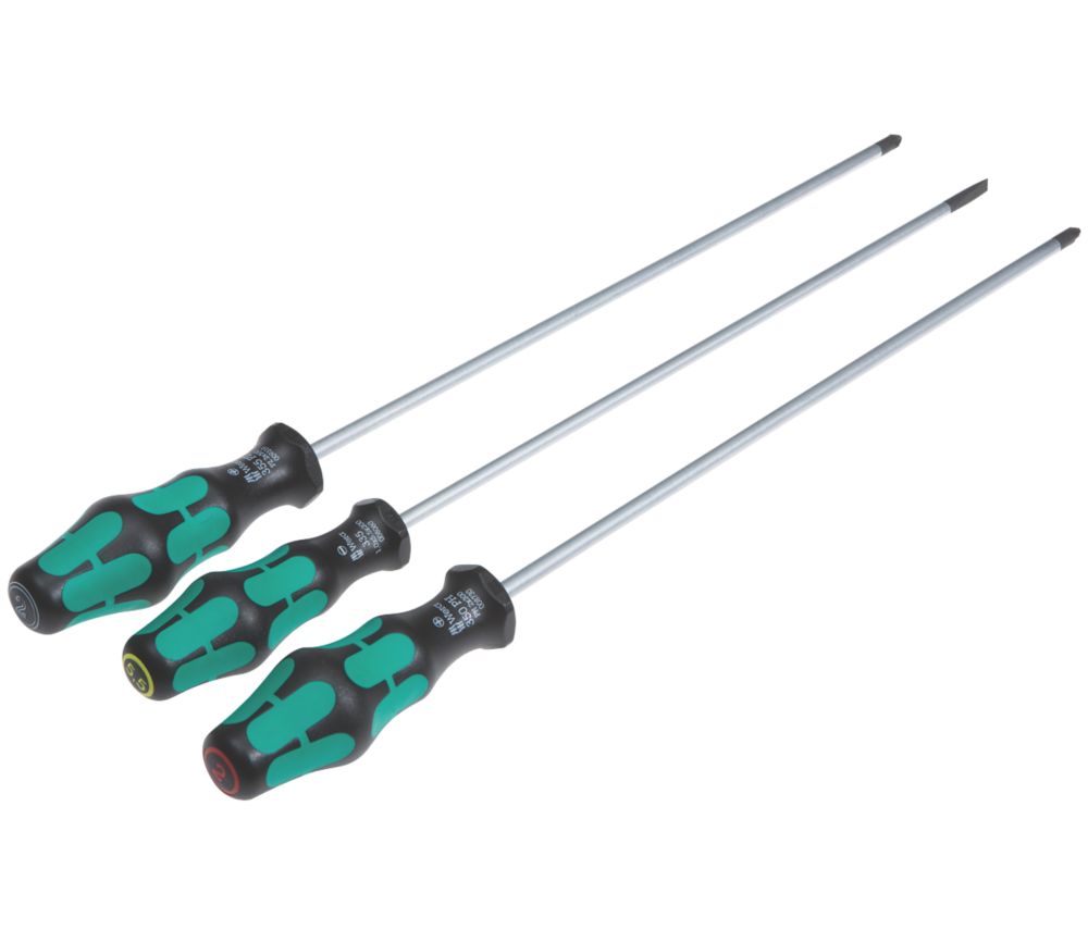 Image of Wera Kraftform Plus Mixed Long Reach Kraftform Plus Screwdriver Set 3 Pieces 