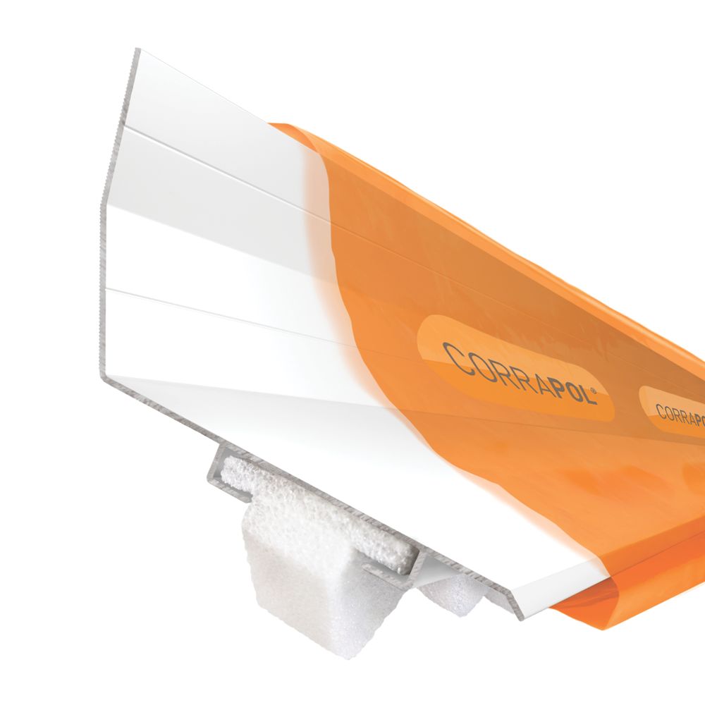 Image of Corrapol Rock n Lock Aluminium Wall Top Flashing White 165 x 90mm x 6m 