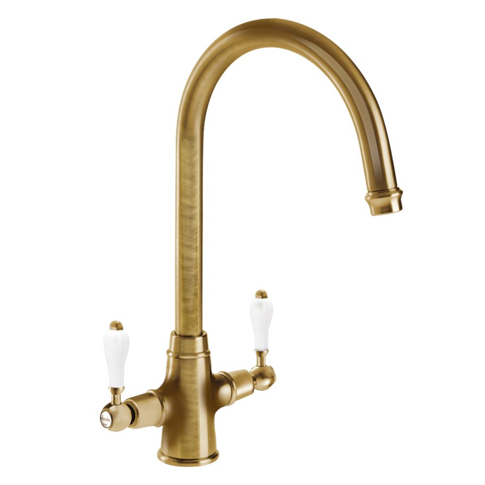 Image of Abode Ludlow Traditional Kitchen Mixer Tap Antique Brass 
