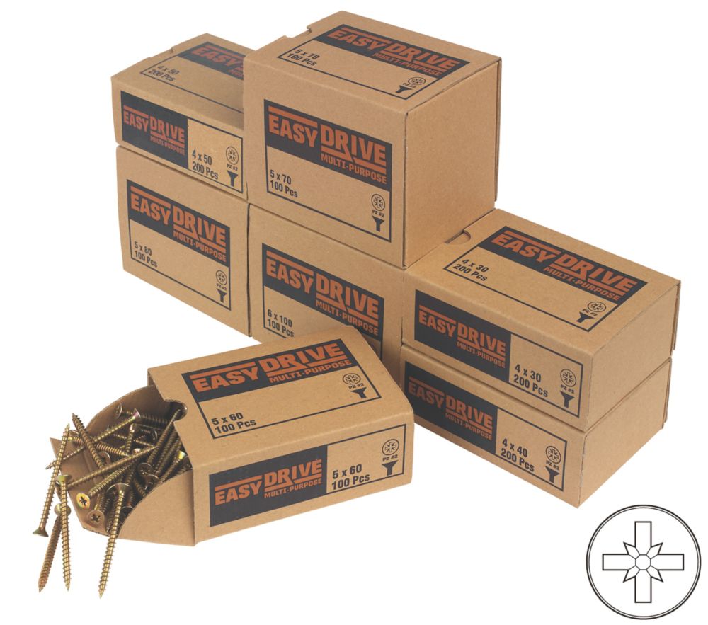 Image of Easydrive PZ Countersunk Woodscrews Trade Pack 1000 Pcs 