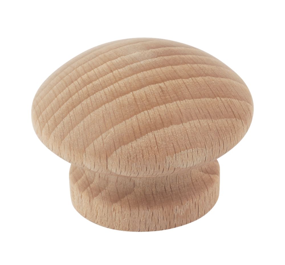 Image of Traditional Cabinet Door Knobs Plain Beech 40mm 2 Pack 