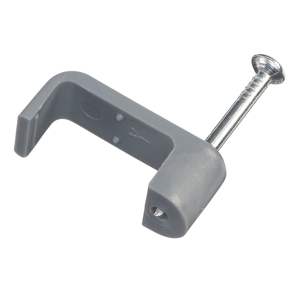 Image of Deta Grey Flat Single Twin & Earth Cable Clips 10mm 100 Pack 