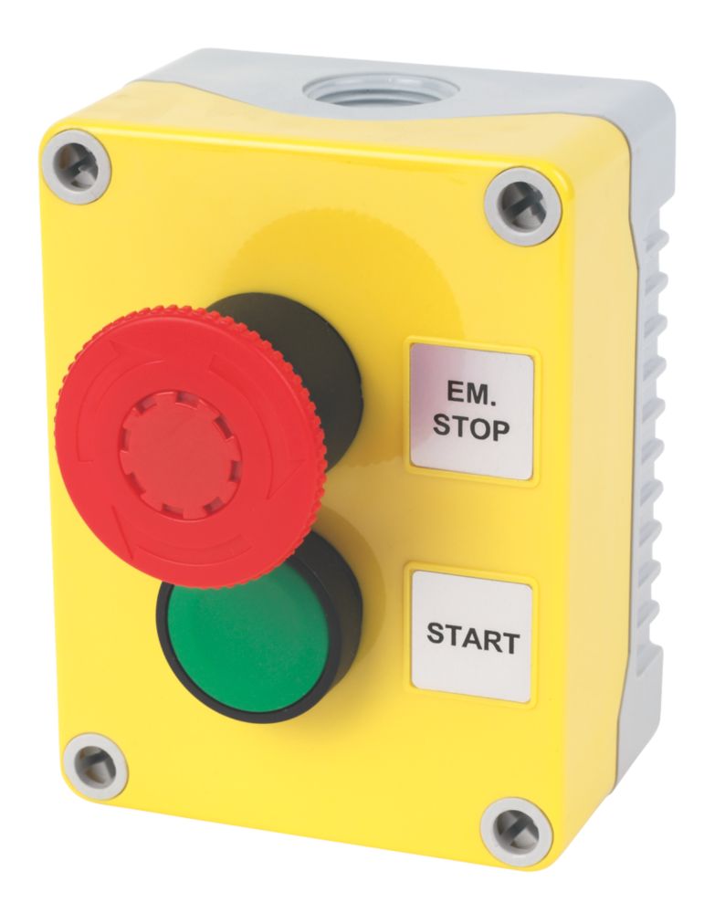 Image of Hylec 1DE.02.01AG-SF Double Pole Flush & Mushroom Head Push-Button Isolator Switch NO/NC 