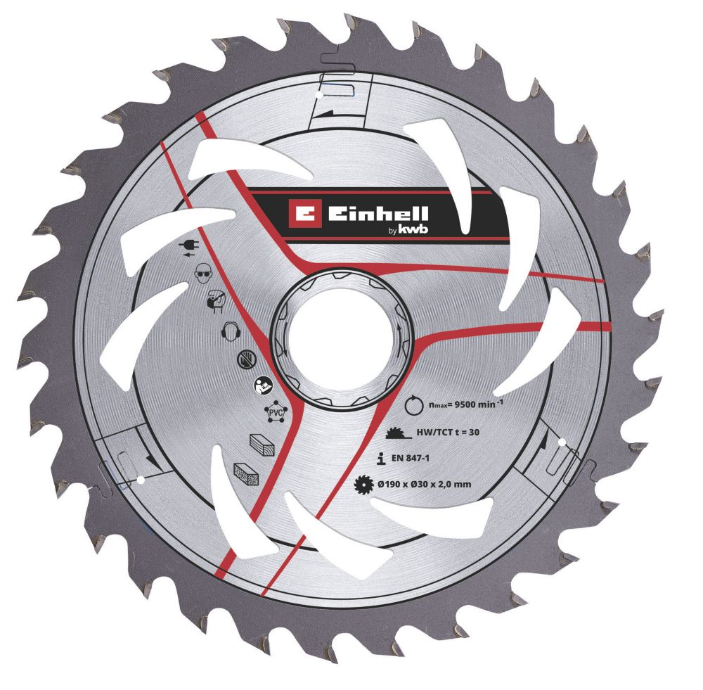 Image of Einhell Wood/Plastic TCT Circular Saw Blade 190mm x 30mm 30T 