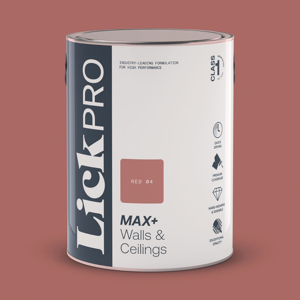 Image of LickPro Eggshell Red 04 Emulsion Paint 5Ltr 