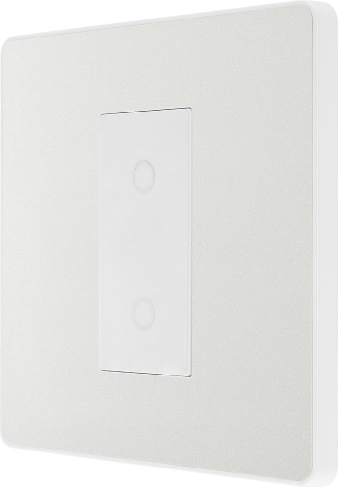 Image of British General Evolve 1-Gang 2-Way LED Single Secondary Trailing Edge Touch Dimmer Switch Pearlescent White with White Inserts 