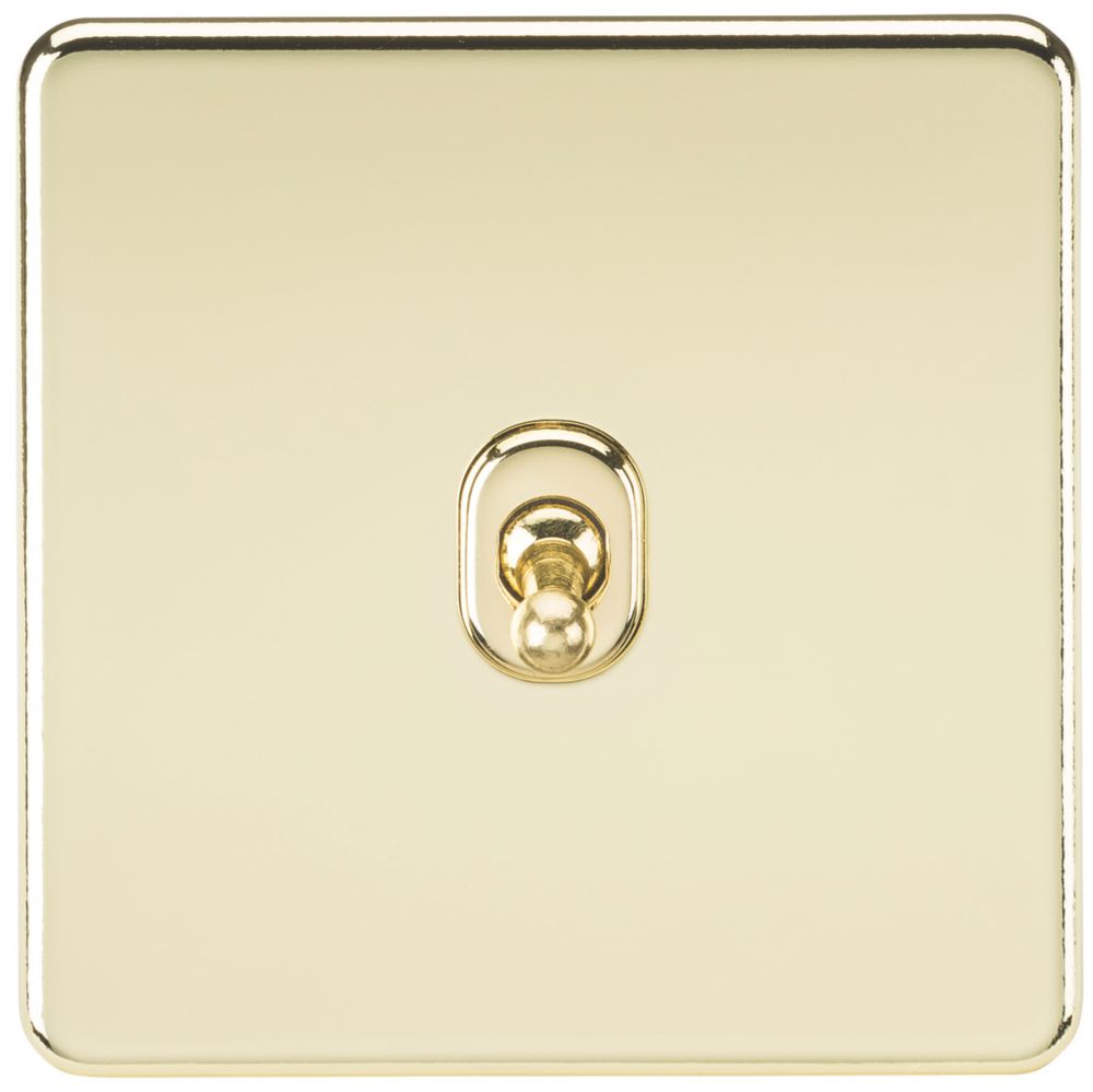 Image of Knightsbridge 10AX 1-Gang 2-Way Light Switch Polished Brass 