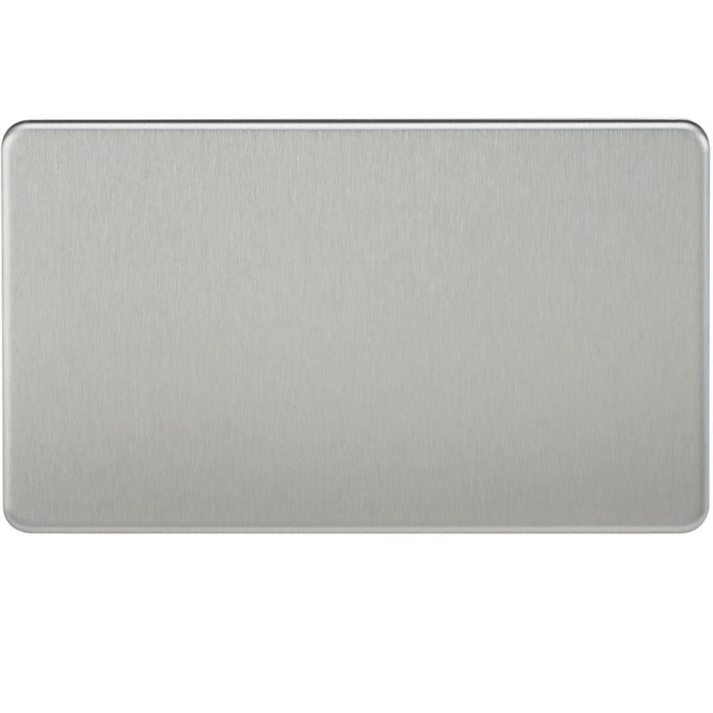 Image of Knightsbridge 2-Gang Blanking Plate Brushed Chrome 