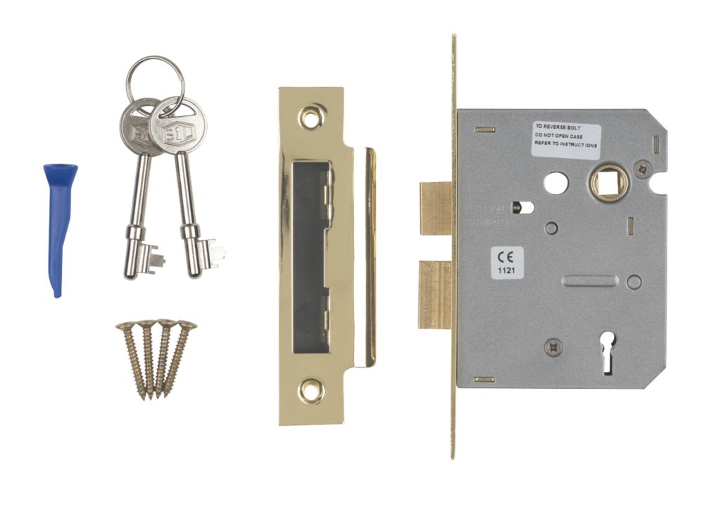 Image of Smith & Locke Fire Rated 3 Lever Electric Brass Mortice Sashlock 76mm Case - 57mm Backset 