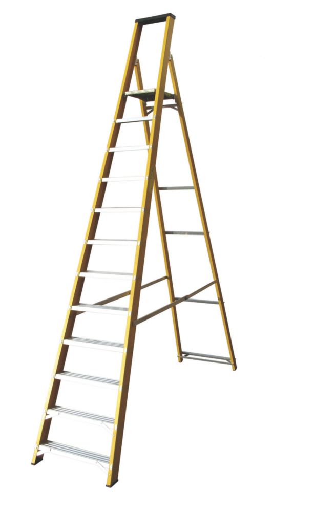 Image of Lyte Fibreglass 12-Treads Platform Stepladder 2.56m 