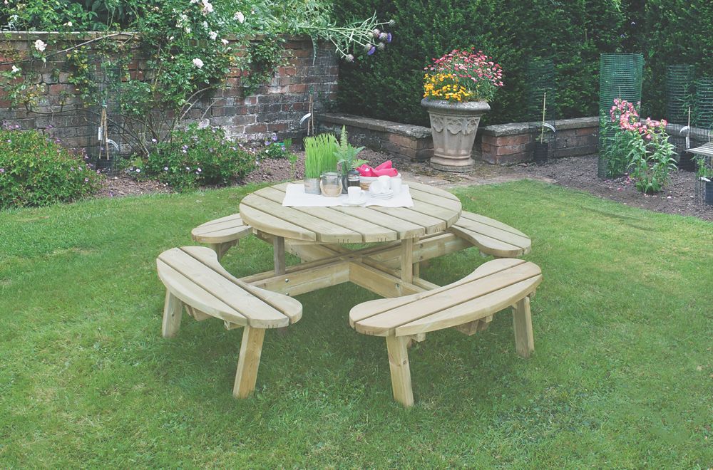 Image of Forest Circular Garden Picnic Table 2070mm x 2070mm x 720mm 
