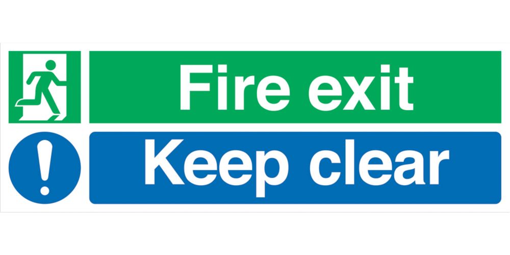 Image of Non Photoluminescent "Fire Exit Keep Clear" Signs 150mm x 450mm 100 Pack 