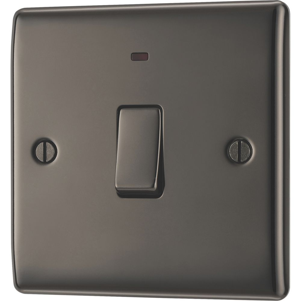 Image of British General Nexus Metal 20A 1-Gang DP Control Switch Black Nickel with LED 