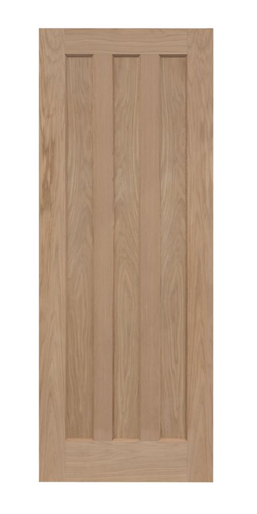 Image of Unfinished Oak Wooden 3-Panel Internal Door 1981mm x 762mm 