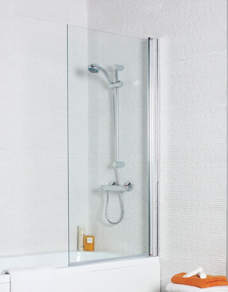 Image of Semi-Framed Clear Bath Shower Screen 780mm x 1400mm 