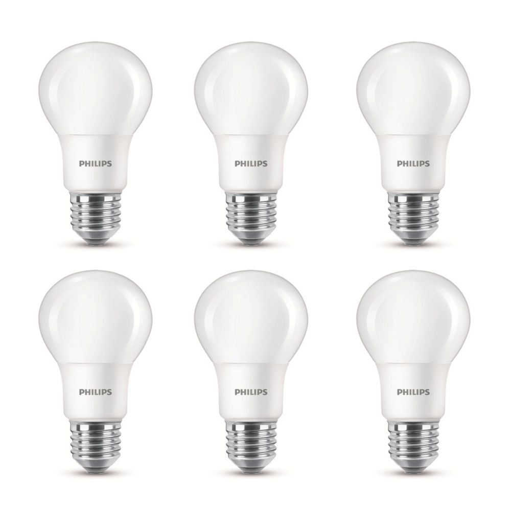 Image of Philips ES A60 LED Light Bulb 470lm 5.5W 6 Pack 