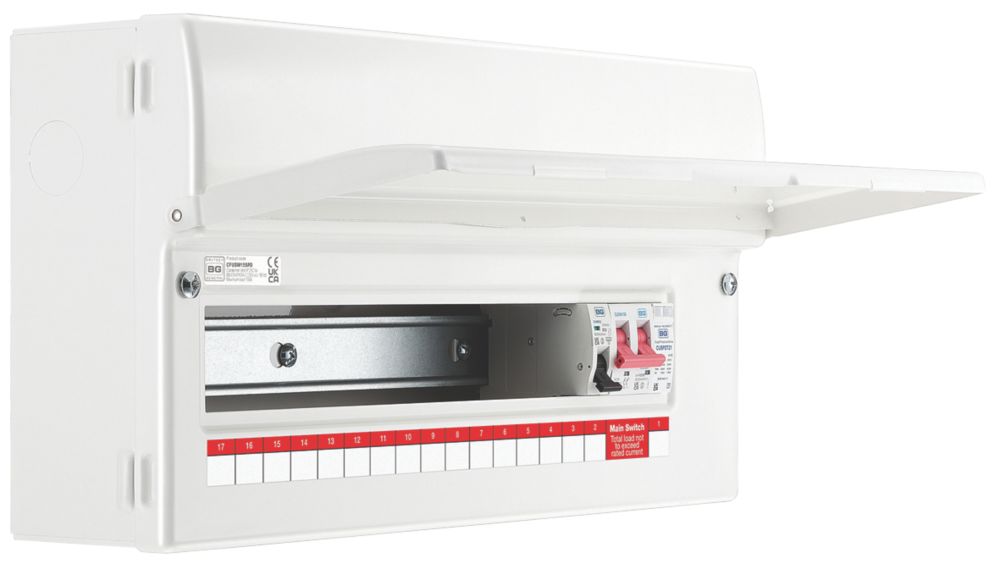 Image of British General Fortress 19-Module 15-Way Part-Populated Main Switch Consumer Unit with SPD 