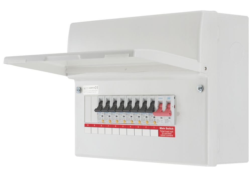 Image of British General Fortress 12-Module 8-Way Populated Main Switch Consumer Unit 
