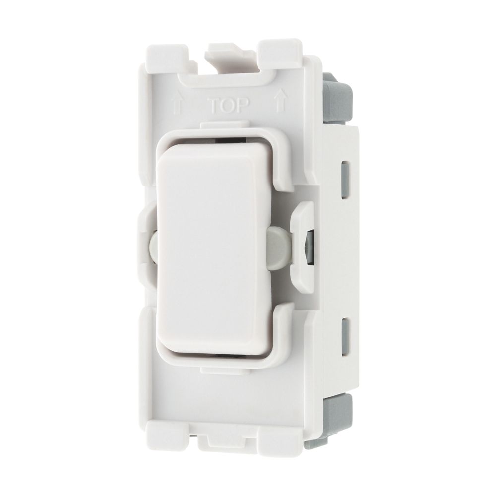 Image of British General Nexus Grid 20A 2-Way Grid Retractive Switch Module 'Press' Off Centre White 