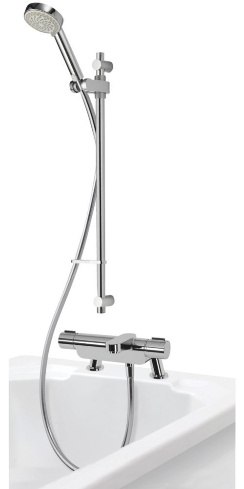 Image of Aqualisa Midas 220 BSM Deck-Fed Exposed Chrome Thermostatic Bath Shower Mixer 