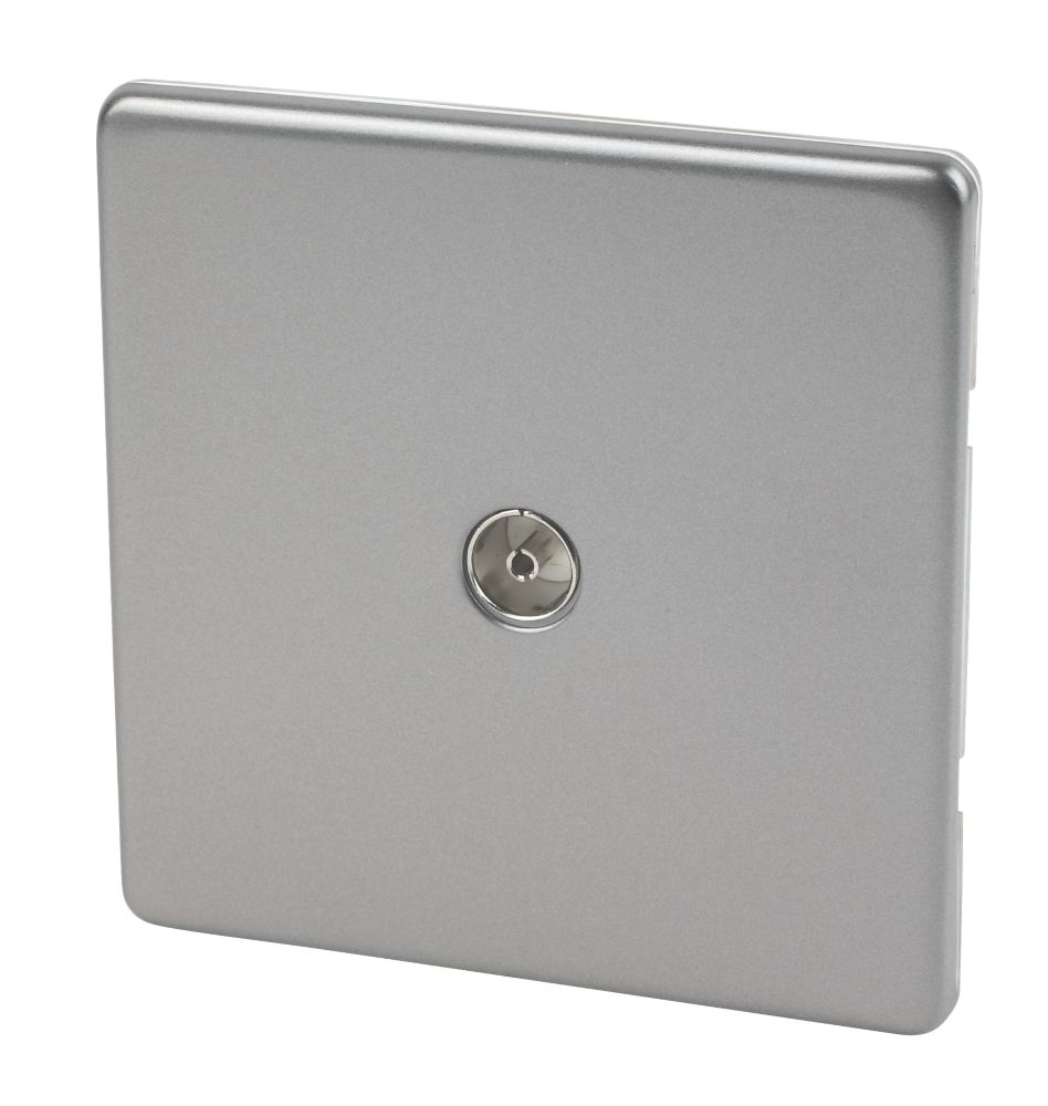 Image of Varilight 1-Gang Coaxial TV Socket Slate Grey 