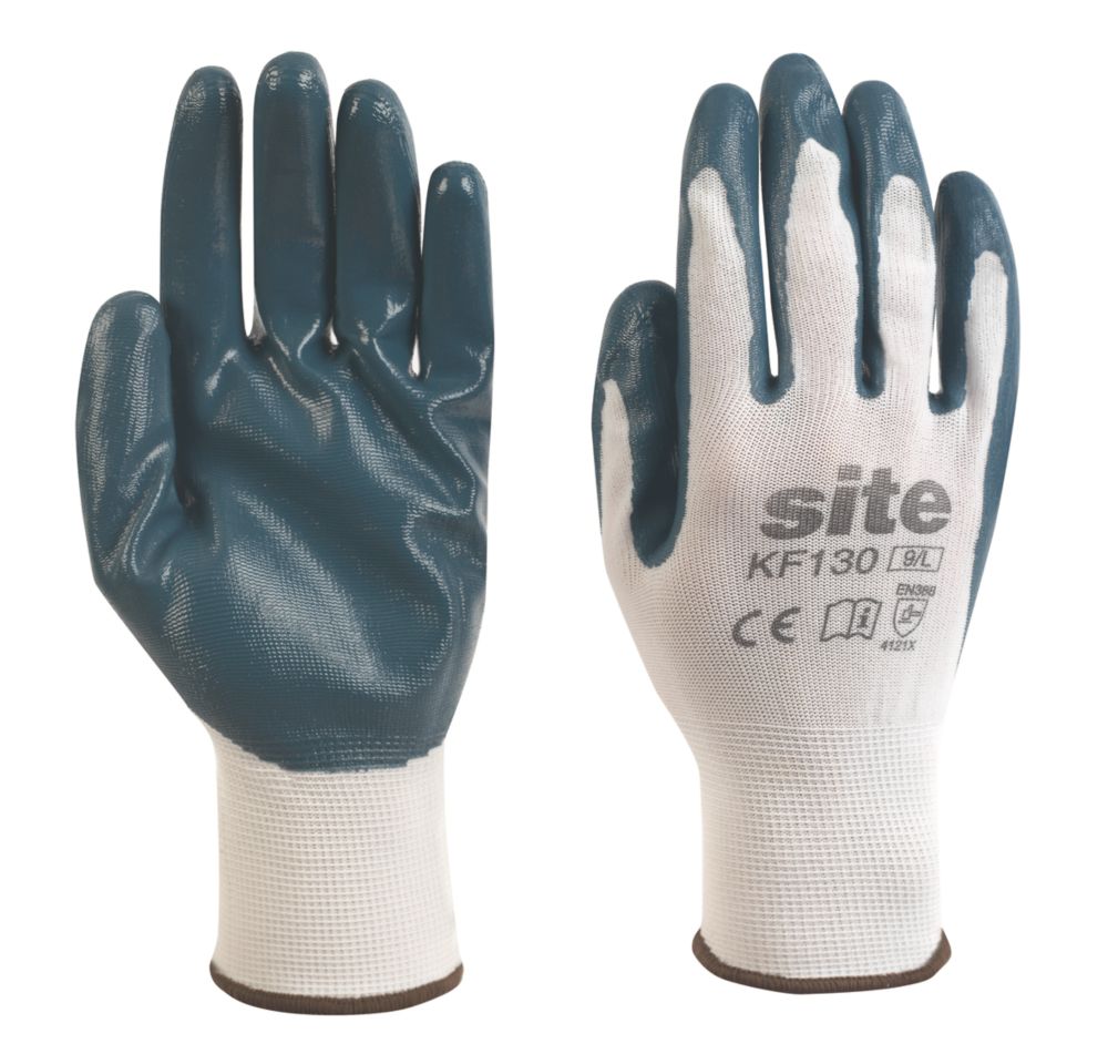 Image of Site 130 Nitrile Coated Gloves White / Blue Medium 