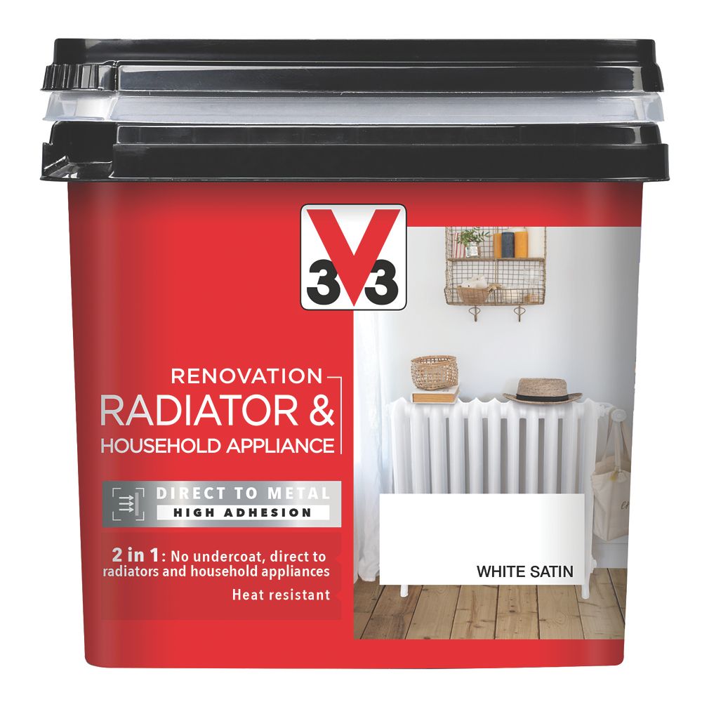 Image of V33 Radiator & Household Appliance Paint White Satin 750ml 