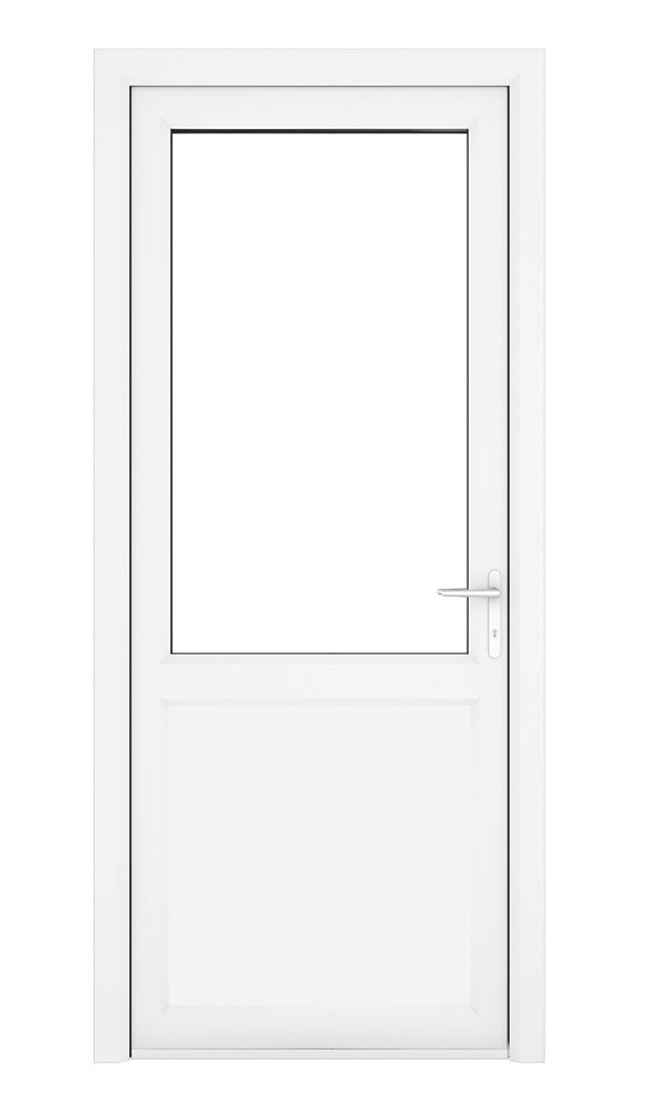 Image of Crystal 1-Panel 1-Clear Light Left-Hand Opening White uPVC Back Door 2090mm x 840mm 