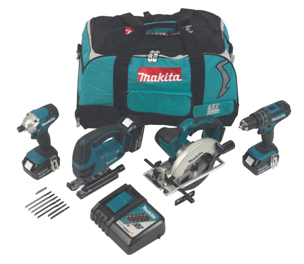 Image of Makita DLX4137TX1 18V 3 x 5.0Ah Li-Ion LXT Cordless 4-Piece Kit 