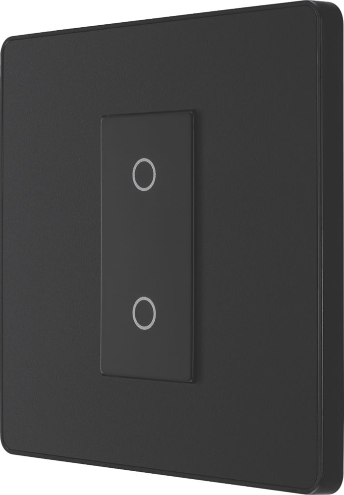 Image of British General Evolve 1-Gang 2-Way LED Single Master Trailing Edge Touch Dimmer Switch Matt Black with Black Inserts 