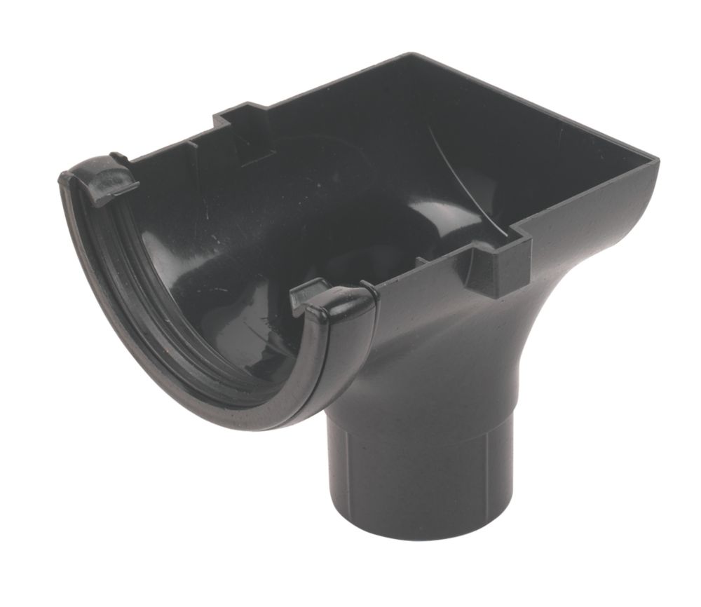 Image of FloPlast Cast Iron Effect Round Stopend Outlet Black 112mm x 68mm 