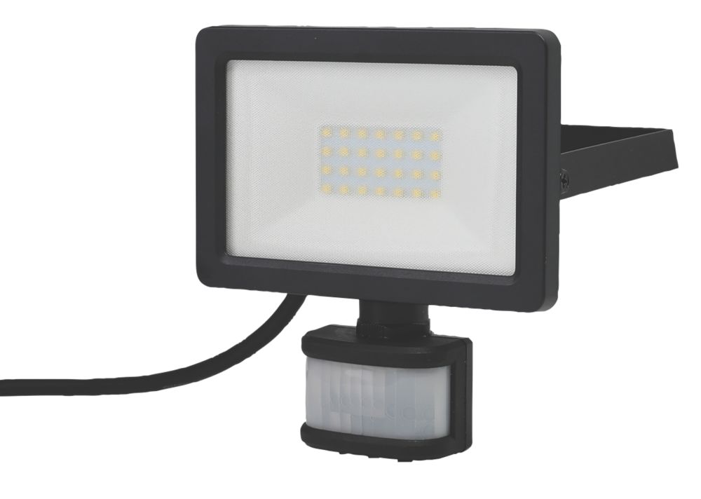 Image of LAP Weyburn Outdoor LED Floodlight With PIR Sensor Black 20W 2000lm 