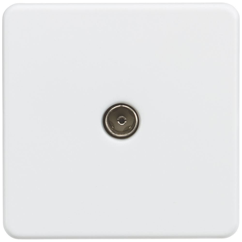 Image of Knightsbridge 1-Gang Coaxial TV Socket Matt White 