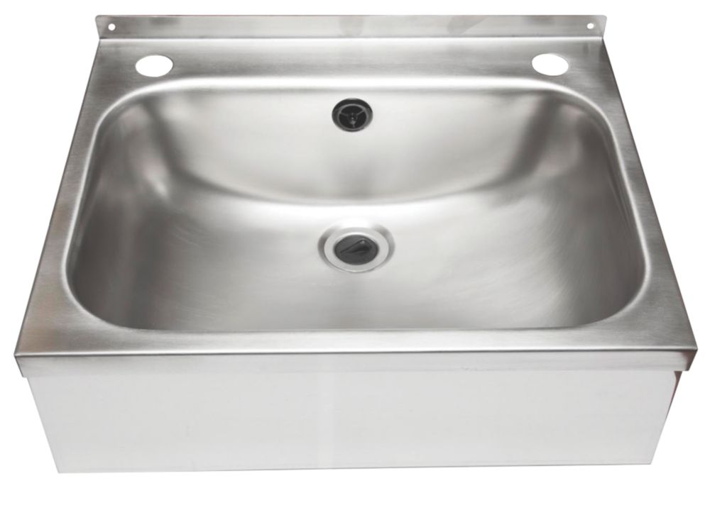 Image of WB18 1 Bowl Stainless Steel Wall-Hung Washbasin & Waste Pack 457mm x 357mm 