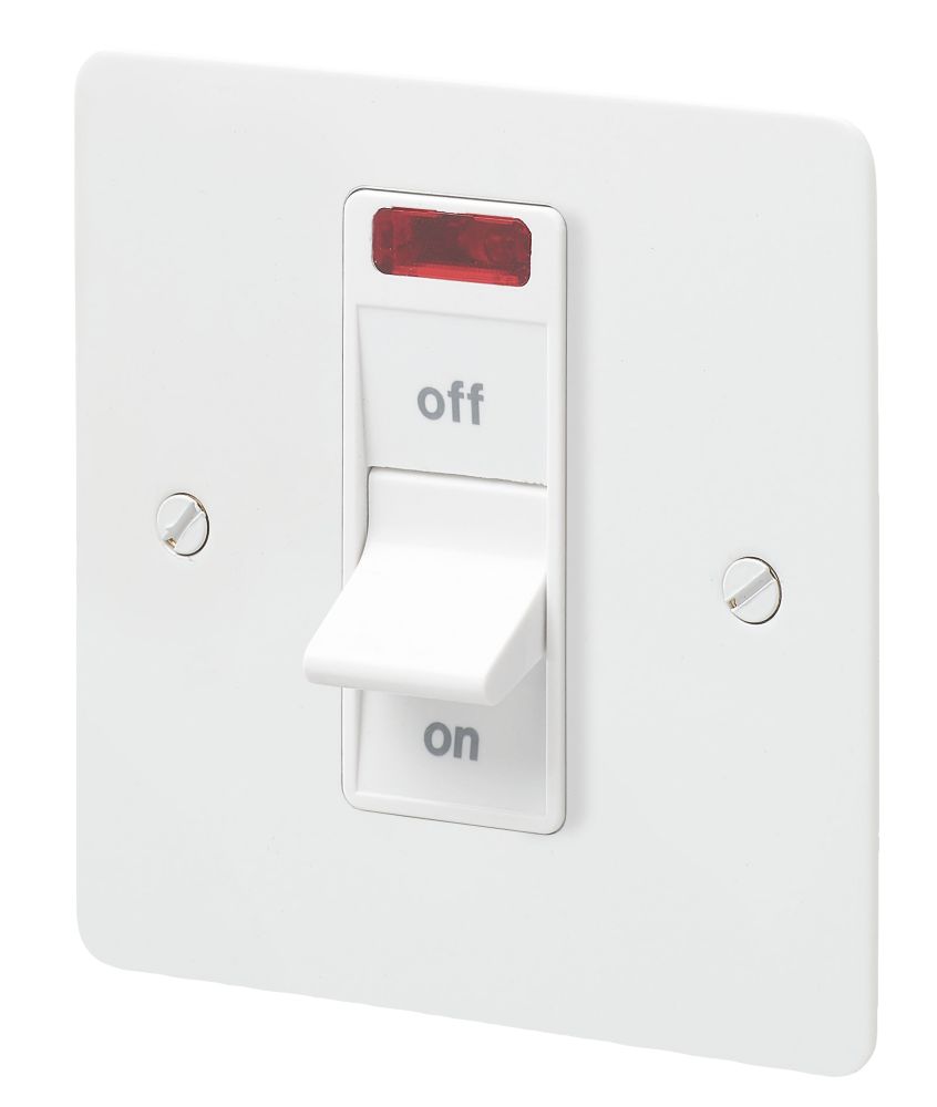 Image of MK Edge 32A 1-Gang DP Control Switch White with Neon with Colour-Matched Inserts 